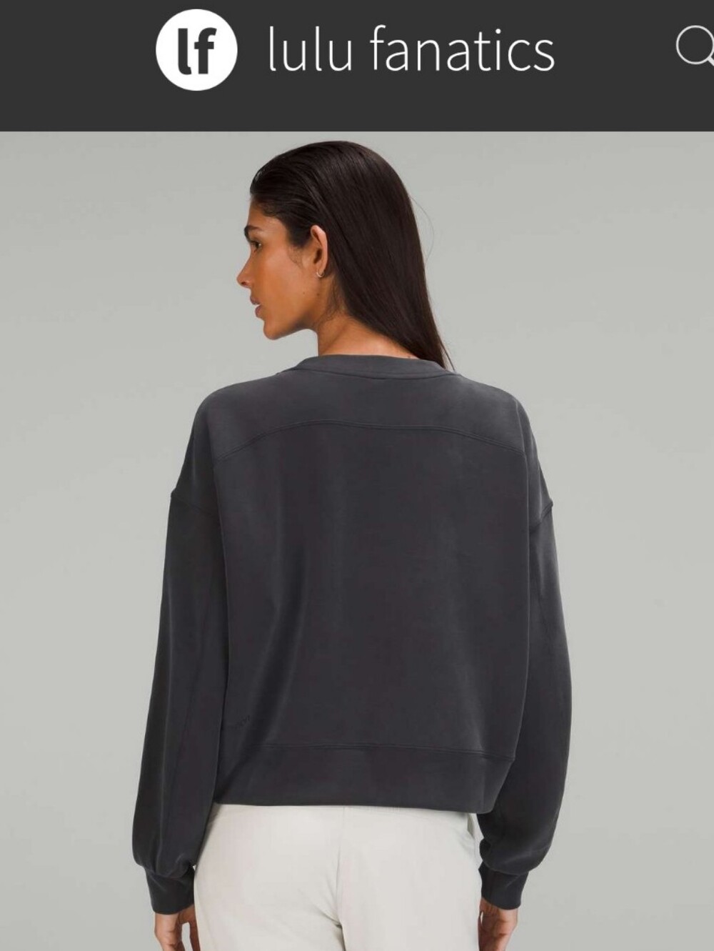 Lululemon Softstreme Perfectly Oversized Cropped Crew Pullover Sweater Black 8 - Picture 5 of 16